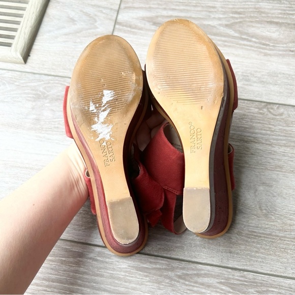 Franco Sarto Wine Suede Leather Wedge  Sandals - Picture 10 of 16